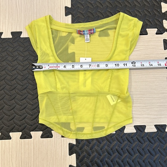 Urban Outfitters UO Nyla Mesh Light Neon Green Cropped Corset Top Size small NWT - Picture 10 of 12